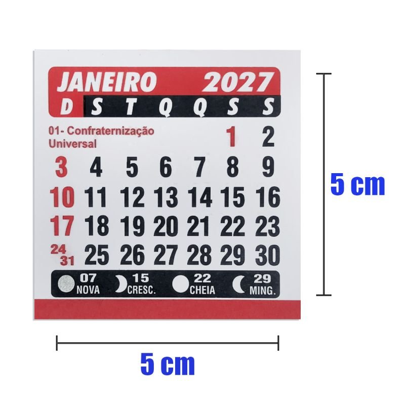 100 Mini Calendários + 100 Mini imã 2.8cmx2.0cm