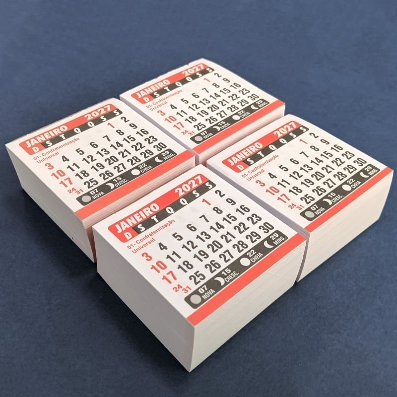 100 Mini Calendários + 100 Mini imã 2.8cmx2.0cm