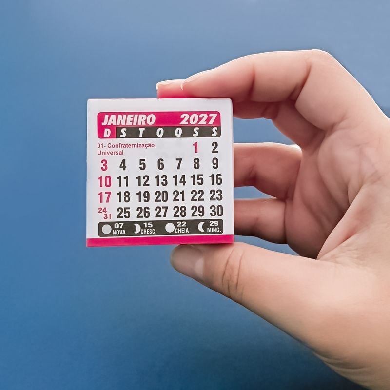 100 Mini Calendários + 100 Mini imã 2.8cmx2.0cm