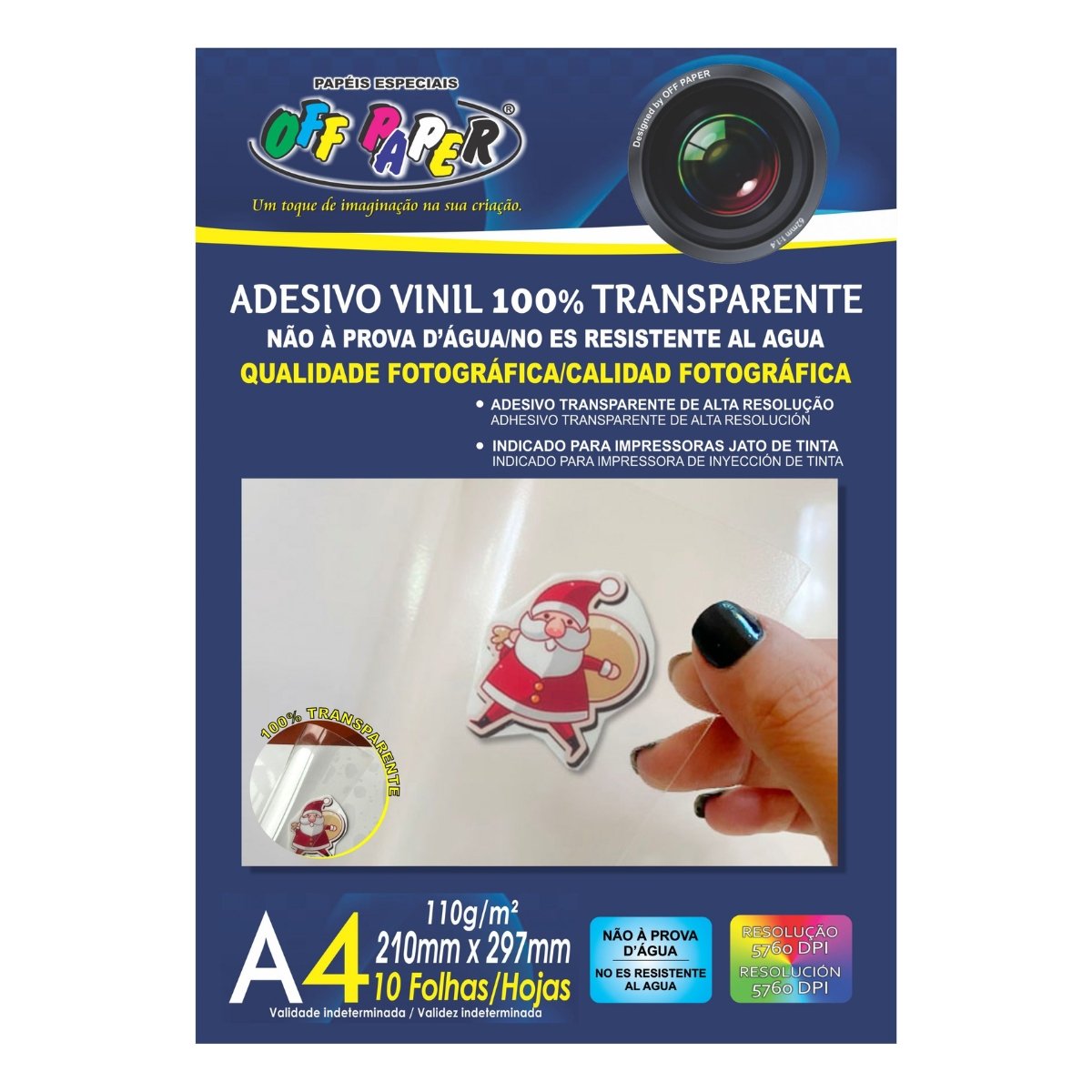 Adesivo Vinil 100% Transparente A4 110g - 10 Folhas