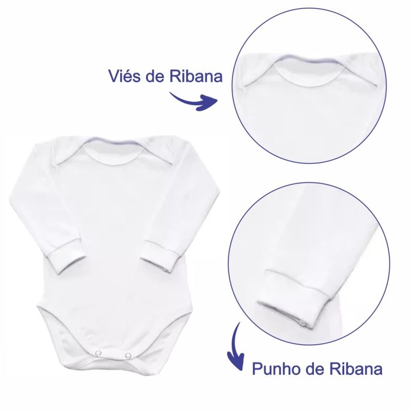 Body Manga Comprida Branco - Tam. GG
