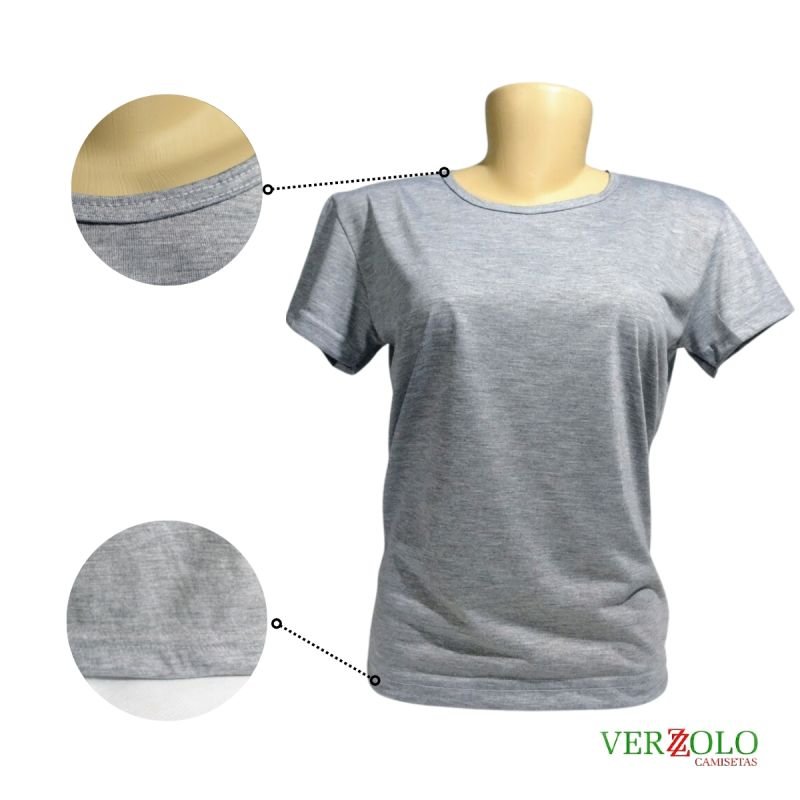 ADN SUPRIMENTOS - Camisa 100% Poliéster Babylook Cinza