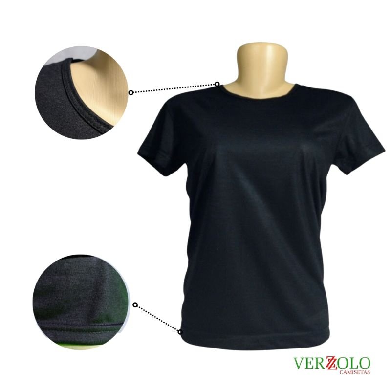 Camisa 100% Poliéster Babylook Preto - Verzzolo