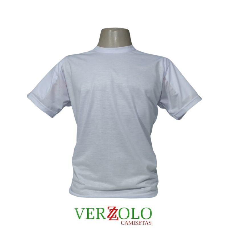 Camisa 100% Poliéster Gola Redonda Branca - Verzzolo