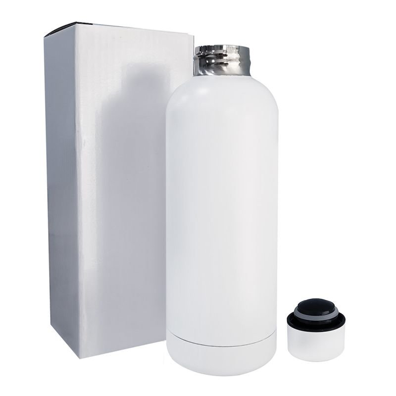 Garrafa Térmica Classic Plana Sublimável - Branca Fosca 500ml