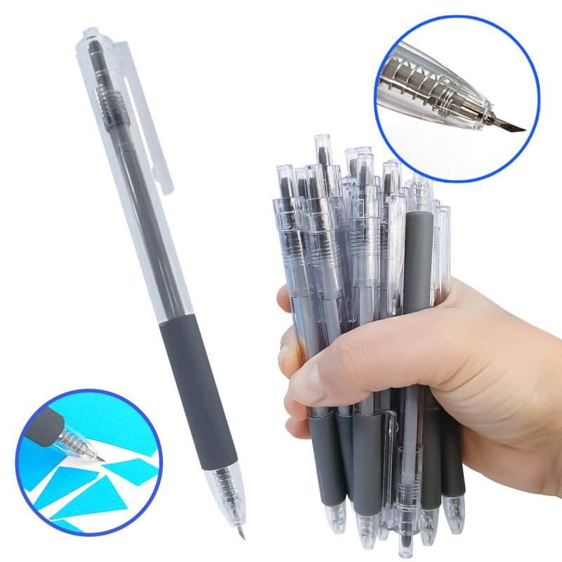 Kit 100 canetas estilete retrátil de precisão - Cinza