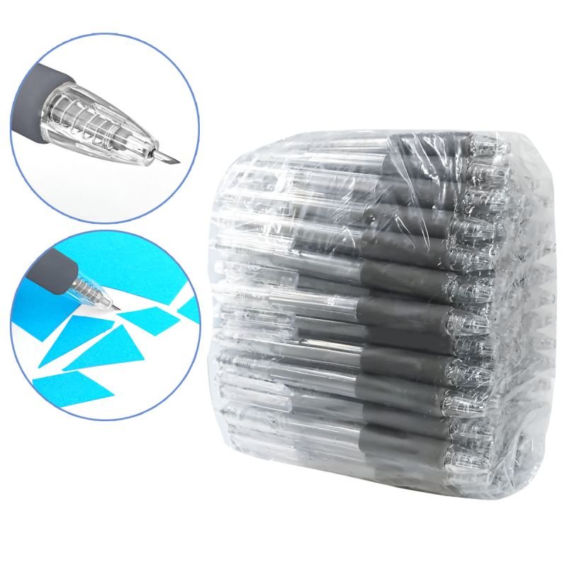 Kit 100 canetas estilete retrátil de precisão - Cinza