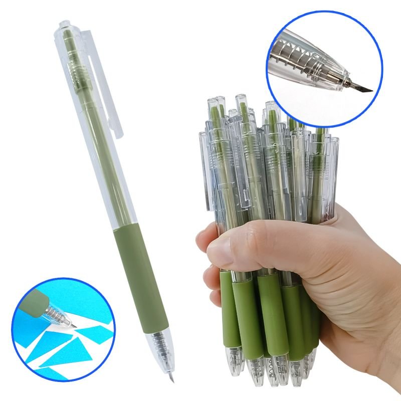 Kit 100 canetas estilete retrátil de precisão - Verde
