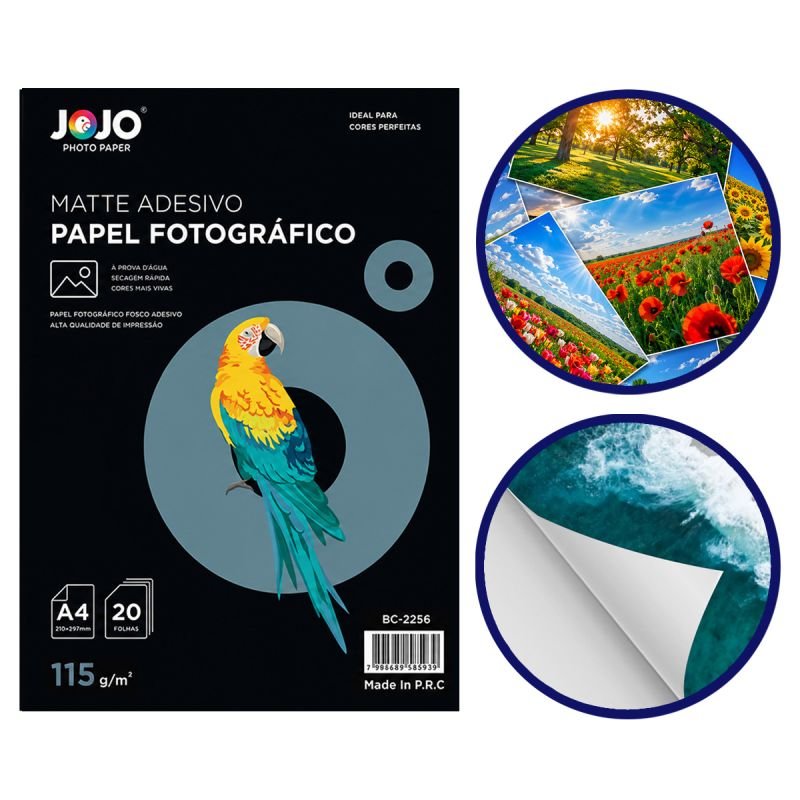 Papel Adesivo Fotográfico Matte A4 115g - 20 Folhas Jojo