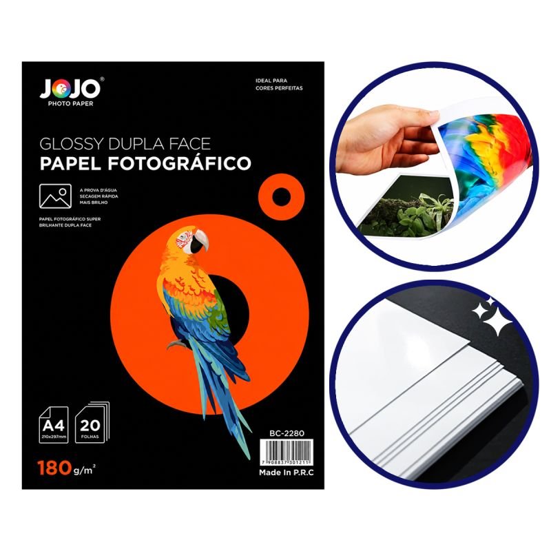 Papel Fotográfico Dupla Face - 180g Glossy - JOJO